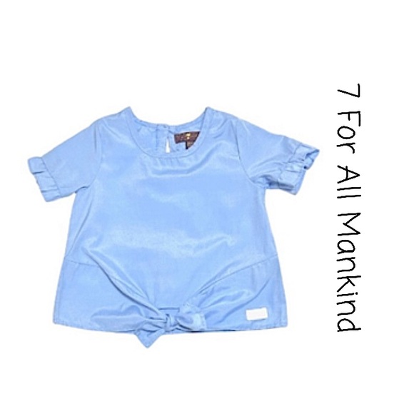 7 For All Mankind Periwinkle Blue Toddler Tie Waist Blouse Size 24 Month EUC! - Picture 1 of 9